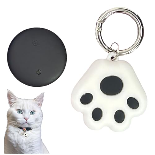 Klassische Halsbänder, Mini-Haustierortungsgerät für Katzen – Kompatibel mit iOS – Weltweite Standortverfolgung – Ohne monatliche Gebühren – Für jedes Halsband geeignet (Black/White)