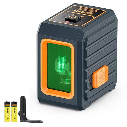 Kreuzlinienlaser, CIGMAN Grüner Kreuzlaser Selbstnivellierend Linienlaser, 30m Arbeitsreichweite, 360° Umschaltbar Vertikale/Horizontale Laser IP54 Wasserschutz inkl. 2*AA Batterien, CM-G01