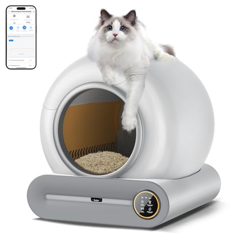 Katzenklo Selbstreinigend Katzentoilette Groß XXL 68L, Automatisches Katzenklo mit Müllsäcken, Niedriger Einstieg mit APP-Steuerung Elektrisches Katzenklo, für 2 Katzen Cat Selbstreinigendes Katzenklo