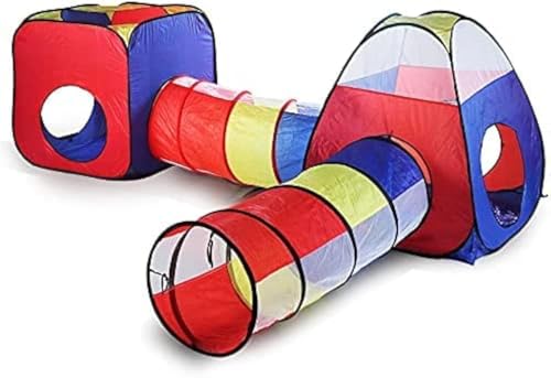 Revivoer 4 in 1 Spielzelt Kinderzelt,Baby Spielzelt Mit Tunnel,für Zuhause & im Garten | Tasche | Tunnel | Spielzelt Junge/mädchen (Rot)