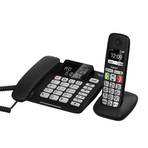 Gigaset DL780 Plus Kombi-Set schnurgebundenes Telefon & Mobilteil, extralaut Hören, hörgerätekompatibel, gemeinsames Telefonbuch, schwarz