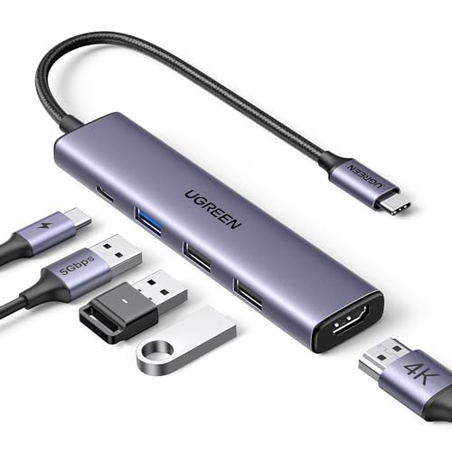 UGREEN Revodok USB C Hub PD100W, 4K HDMI, 3*USB A Datenports USB C Adapter Multiportadapter kompatibel mit iPhone 16, Galaxy S24, Surface, MacBook Pro/Air, iPad Pro/Air, Steam Deck usw.