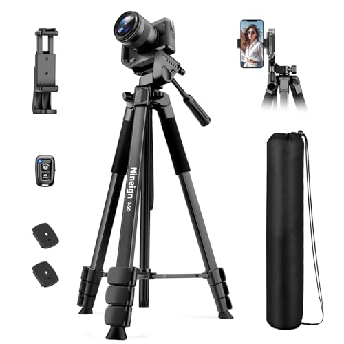 Nineigh Kamera Stativ, 172cm Handy Stativ für Smartphone mit Fernauslöser, Leichtes Aluminium Camera Tripod Stand mit 3 Wege Kopf, Tragbares Fotostativ für Reise Video Fotografie Vlog