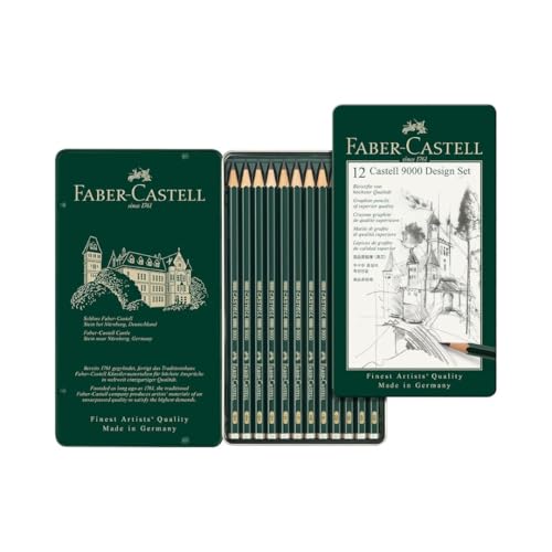 Faber-Castell 119064 - Bleistift CASTELL 9000, 12er Design Set, Inhalt: 5B - 5H