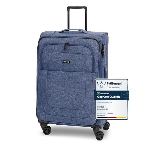 REDOLZ MEDIUM Weichschalen Koffer für Männer & Frauen | leichter Trolley 67 cm mit 4 Doppelrollen & TSA-Schloss | mit Dehnfalte erweiterbar (Essentials 12)