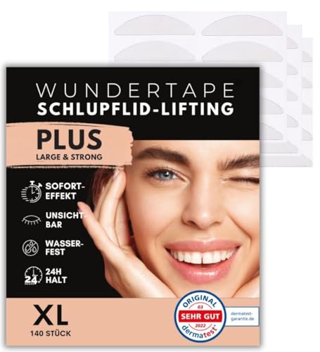 WUNDERTAPE Schlupflider Stripes PLUS Schlupflid-Tape Streifen zum Augenlid-Lifting ohne OP! (wasserfest, 24h Halt, double eyelid lifting tapes) Augenlid-Tape (140 XL)