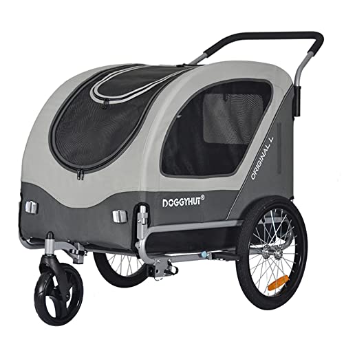 Doggyhut Original Large Fahrradanhänger & Hundebuggy 2 in 1 für Hunden bis 35kg Hundeanhänger Jogger Hundewagen mit Feststellbremse Tiggo 80405