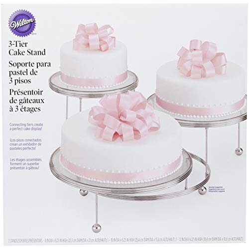 Wilton 307-859 Kuchenständer, Cakes 'N More, 3 Etagen, Chrom, von 10 cm bis 19,6 cm, Standard, Silber