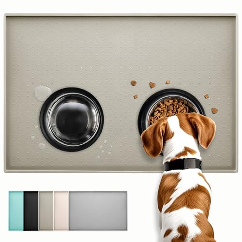 Conlun Hunde Futtermatte Katzen Futtermatte, Rutschfestes Design, 100% wasserdichte Haustierfutter Matte, erhöhter Rand,um EIN Auslaufen von Wasser oder Lebensmitteln zu vermeiden, spülmaschinenfest