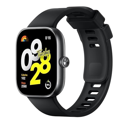 Xiaomi Redmi Watch 4 Smartwatch mit 1.97' AMOLED-Display mit 390 x 450 Pixel und 60Hz, Bis zu 20 Tage Akkulaufzeit, HyperOS, Herzraten- und Blutsauerstoffmessungen - Obsidian Schwarz