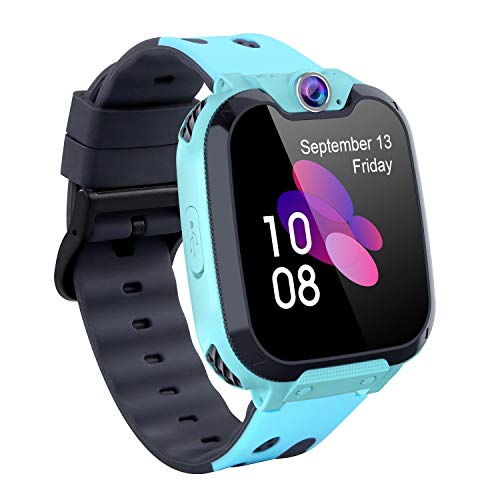 PTHTECHUS Kinder-Smartwatch Telefon – Smartwatch Kinderuhr Telefonanruf SOS Schrittzähler Videorekorder MP3 Musik 7 Spiele Wecker, Geschenke für Mädchen 4-10 Jahre, Blau