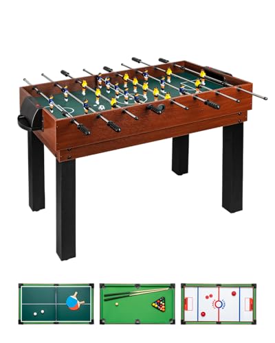 shelfmade Multifunktionaler Spieltisch, Tischfußball für Kinder, Holz, umbaubarer Billardtisch, Mini-Tischtennistisch – Multi-Spieltisch für Erwachsene – 10 Spiele in 1