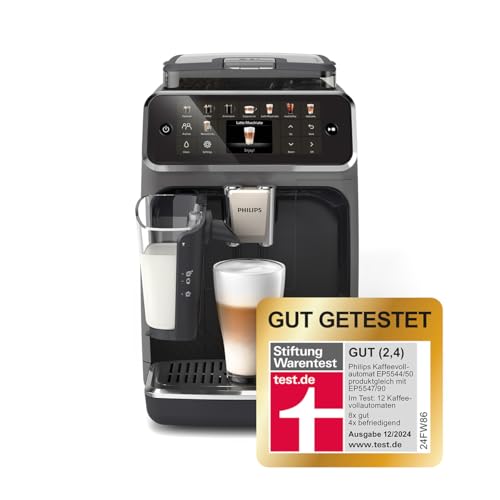 Philips Serie 5500 Kaffeevollautomat – LatteGo Milchsystem, 20 heiße und kalte Kaffeespezialitäten, 40% leiser mit SilentBrew, QuickStart, Grau (EP5544/50)