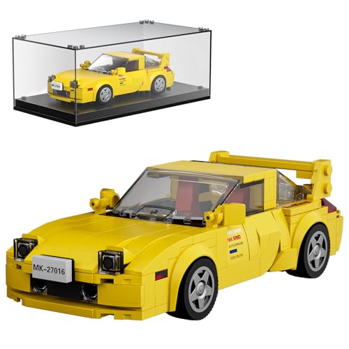 Mould King Technik 27016 Speed Champion RX-7 Rennwagen Bausteine Bausatz Initial D Sportwagen Klemmbausteine mit Acryl-Vitrine Modellautos zum Sammeln (329 Teile)