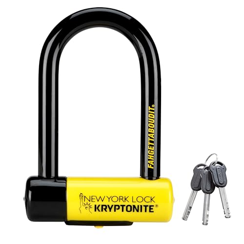 Kryptonite New York FAHGETTABOUDIT Mini Bügelschloss - Sicherheitsgrad 10/10, Anti-Diebstahl Fahrradschloss Hohe Sicherheit mit 3 Schlüsseln – 8,3 cm x 15,3 cm, Schwarz
