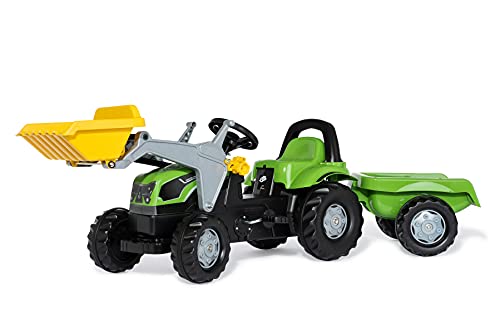 Rolly Toys rollyKid Deutz-Fahr 5115 G TB Trettraktor mit Anhänger (für Kinder von 2,5 bis 5 Jahren, Heckkupplung) 023196, grün
