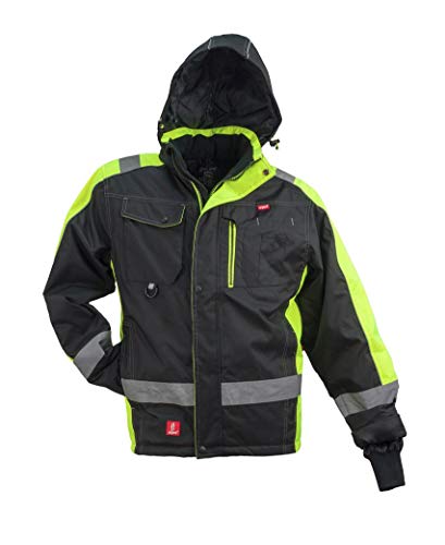 URG Warnjacke Warnschutzjacke Arbeitsjacke Winterjacke Gefüttert Schwarz (GL-8365) (L)