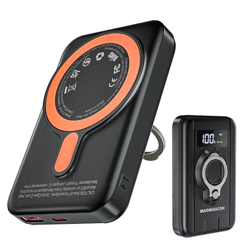 Magnetic Power Bank 12000mAh 22.5W Schnelles Laden Tragbares Ladegerät Wireless PowerBank mit LCD-Display Kleines USB-C Akkupack mit Mag-Safe für Smartphones Smartwatch