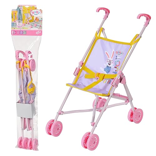 BABY born Zapf Creation 828670 Stroller, Puppenwagen mit Gurtsystem, zusammenklappbar, Griffhöhe 53 cm, Puppenzubehör für Puppen verschiedener Größen