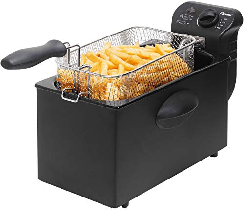 Bestron Öl-Fritteuse mit Kaltzonentechnologie, Fritteuse mit 3.5 Liter Volumen, stufenloser Temperaturregler bis 190°C, teilweise spülmaschinengeeignet, 2000 Watt, Farbe: Schwarz