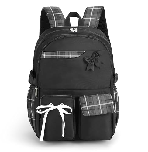 Joymoze Mädchen Schulrucksack Geräumige Buchtasche für Teenager Frauen Laptop-Rucksack Schwarz