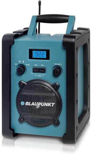 Blaupunkt BSR 30 Baustellenradio mit Akku – Tragbares Radio mit Bluetooth 5.3 robust (AUX-IN, 10 Watt RMS, Schutzklasse IPX5)