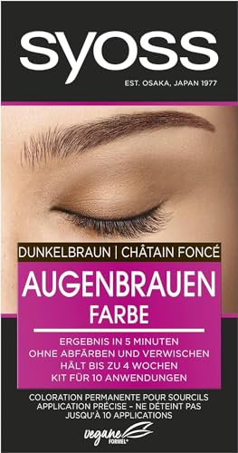 Syoss Augenbrauen Kit Augenbrauenfarbe 4-1 Dunkelbraun Stufe 3 (17 ml), Augenbrauen färben für einen natürlichen Look und ein langanhaltendes Ergebnis