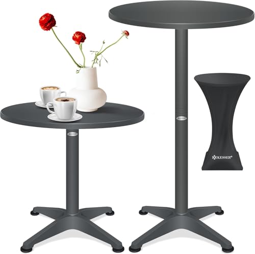 KESSER® 2in1 Stehtisch Bistrotisch 1er Set | Aluminium Edelstahlplatte | höhenverstellbar 70cm / 115cm | Partytisch Tisch Ø 60cm | In- & Outdoor | Empfangstisch | Anthrazit