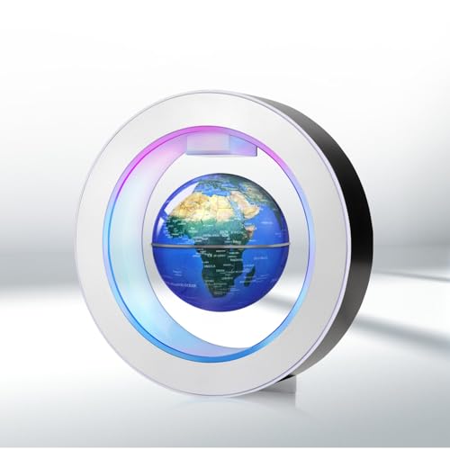 Poojaed Magnetische schwebende Globuslampe mit LED-Lichtern, coole Gadget O Frame Globe für Büro Haus Bücherregal Schreibtisch Dekor, Coole Geschenk für Männer Frau Vater Ehemänner(Globus 10cm)