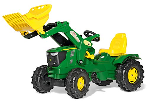 Rolly Toys rollyFarmtrac Trettraktor John Deere 6210R (inkl. rollyTrac Lader, Front- und Heckkupplung, für Kinder von 3 bis 8 Jahre) 611096, Grey, 142 x 53 x 81 cm