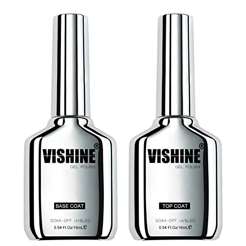 Vishine 16 ml Duo-Gel-Unter- und Überlack, kein Abwischen, schützend, ultra-glänzend, langanhaltendes Soak-Off-UV-LED-Gel für Heimwerker und Nagelstudio
