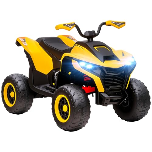 AIYAPLAY Elektro Quad für Kinder 12V Elektro Kinderquad mit 2 Motor, 3-6km/h Kinder Quad mit Federung, LED-Leuchte, Kinderauto mit USB, Musik für 3-8 Jahre, Gelb