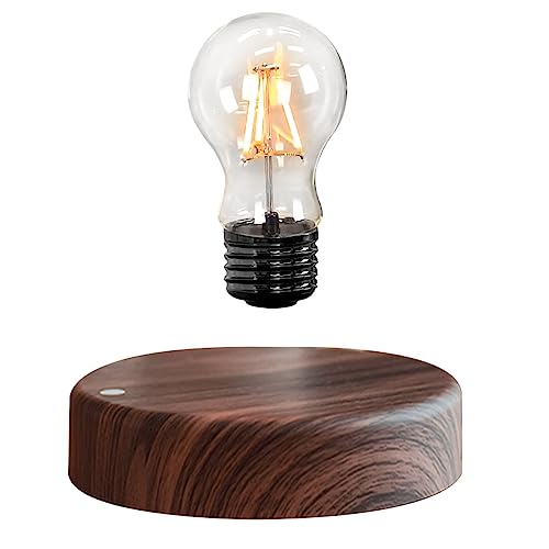 ele ELEOPTION Schwebende LED-Tischleuchte mit Touch-Taste Magnetische in Edler Holz-Optik Drahtlose LED-Glühbirne Dekoleuchte Dekoratives Licht für Liebhaberfreunde Raumdekoration,Nachtlicht