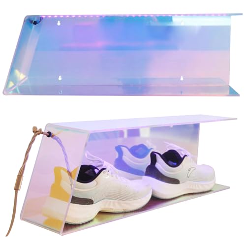 Wandmontierter Kleiderschrank, LED-Hintergrundbeleuchtung, leuchtender Schuh-Wand-Organizer, schwebender Schuh-Ausstellungsregal, schwebender Sneaker-Caddy Schuhregal für Schlafzimmer, Fitnessstudio