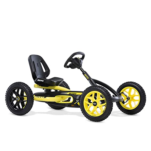 BERG Gokart Buddy Cross | Kinderfahrzeug, Tretfahrzeug mit hohem Sicherheitstandard, Luftreifen und Freilauf, Kinderspielzeug geeignet für Kinder im Alter von 3-8 Jahren, Gelb/Schwarz