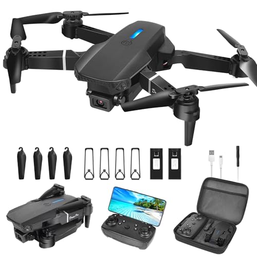 Drohne mit Kamera HD 1080P,Faltbare Drohne Lange Flugzeit,RC Quadcopter mit Tasche,3D Flip,One Key Start/Landen,Headless Mode,Flugbahnflug,Mini Drone Geschenk für Anfänger Kinder,mit 2 Batterien