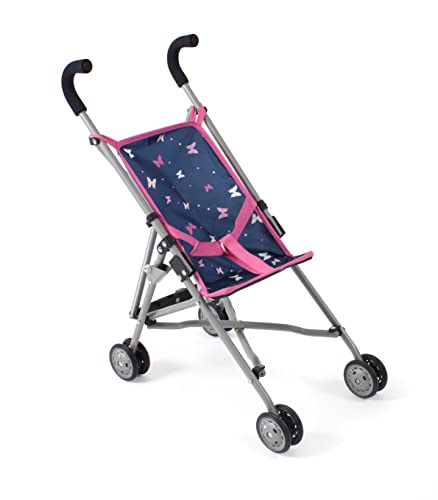 Bayer Chic 2000 Puppenbuggy Roma, Puppenwagen, Mini-Buggy, Butterfly, Navy-pink, 601-33, 50 x 29 x 57 cm