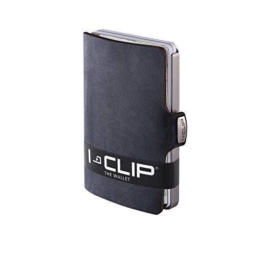 I-CLIP Original Slim Wallet Leder Geldbörse - Premium Portemonnaie - Kartenetui - Black - Kreditkartenetui mit Geldklammer - Soft Touch Schwarz