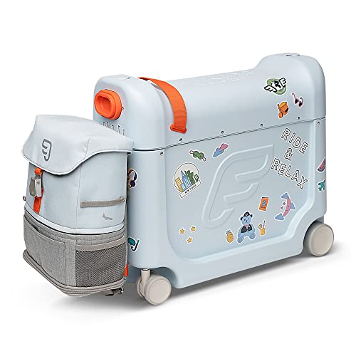 Stokke JetKids by Reiseset BedBox und Crew Backpack - ausziehbares Reisebett und Rucksack - für Kinder zwischen 2 und 7 Jahren - Farbe:Blue / Blue