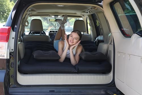 Adirigo Tragbare SUV-Luftmatratze, Ultra-Bequeme, beflockte Auto-Matratze mit Zwei Kissen, verbesserte und Dicke Luftsäule, geeignet für Indoor- und Outdoor-Aktivitäten, Reisen, Camping