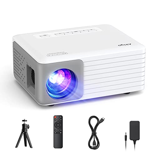 Mini Beamer Handy, 2025 Upgrade AKIYO O1 Beamer Klein 1080P Unterstützt mit 50%Zoom, ±50°Keystone, 15000L Outdoor Projektor für Smartphone, Beamer Heimkino Kompatibel mit TV Stick/HDMI/USB(mit Stativ)