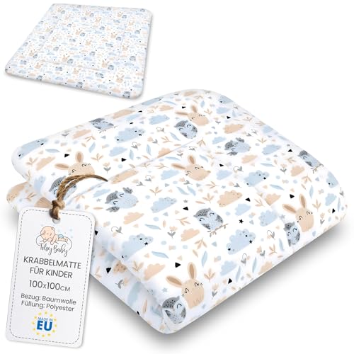 Krabbeldecke Krabbelmatte für Baby – Spielmatte Spieldecke Bodenmatte für Kinder und Babys für Kinderzimmer und Laufgitter Große faltbar waschbar Play Mat 100x100 cm