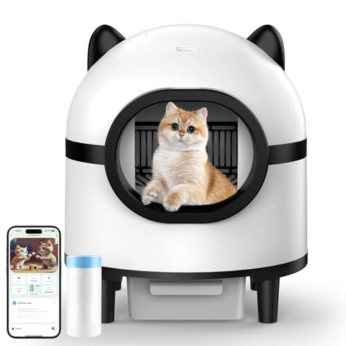 EUARY Selbstreinigende Katzentoilette, Automatisches Katzenklo, Elektrisches Katzentoilette für Katzen mit 1-10.98kg, Weiß, Groß, Für Katzenbesitzer, Technikaffine, Busy People