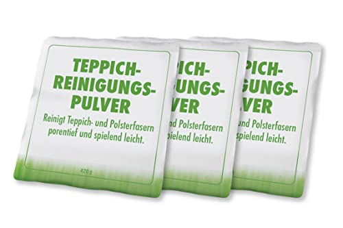 Maximex Teppichreinigungspulver 3er Set, staubarmes &schnelltrocknendes Pulver zur Reinigung von Teppichen & Polstermöbel, löst Verschmutzungen, ausreichend für ca. 7 - 12 m² je Beutel