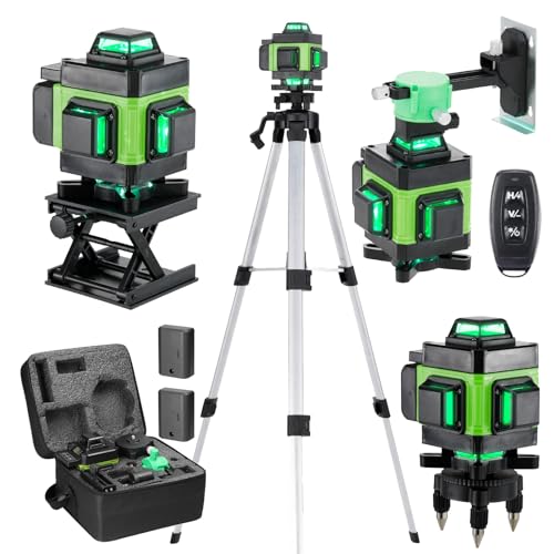 Weytoll Kreuzlinienlaser mit Stativ, 16 Line Laser Level IP54 Wasserwaage, 2400mAh Akku*2, mit Teleskopstativ für Verlegung Bodenfliesen, Installation Trennwänden Kreuzlinienlaser Grün kit
