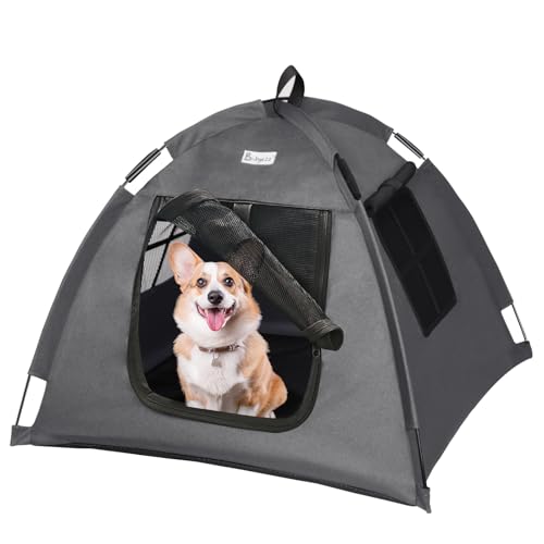 Babyezz Hunde/Katzenzeltbett, Wasserdichtes Tipi Zelt,Atmungsaktives,Waschbares Hundehaus Für Drinnen Und Draußen,Tragbares Hundehöhle/Katzen Höhle,Für Kätzchen,Welpen (Grau, S)