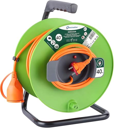 Electraline Kabeltrommel für Gärten, Grün, grün, 20866138G, 40 m