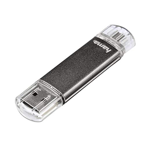 Hama 64GB USB-Speicherstick mit USB 2.0 & microUSB (2-in-1 USB-Stick, z.B. für Android Handy, Tablet, Computer, Notebook, PC, Laptop, MacBook, OTG, 15MB/s) Handy-Stick, Doppel Memory-Stick grau