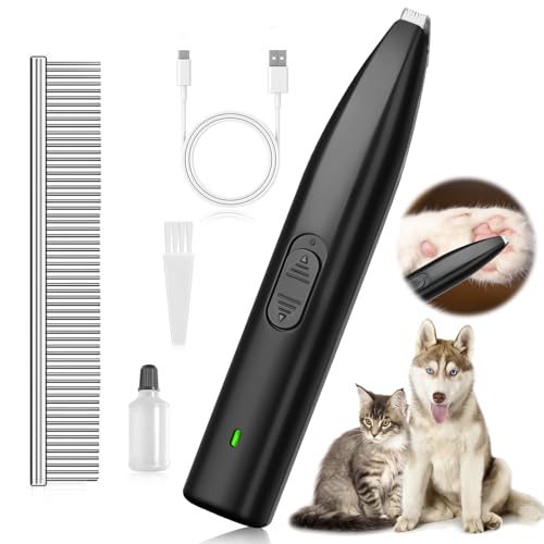 Pfotentrimmer für Hunde, Hundeschermaschine Leise Hundepfoten Trimmer, USB Wiederaufladbar, Pfoten Rasierer für Hunde Katzen, Pfoten, Augen, Ohren, Gesicht, Körper