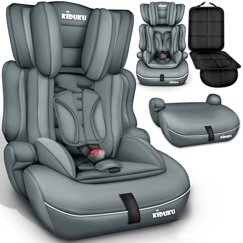 KIDUKU® Kindersitz 9-36 kg (1-12 Jahre) mit Kindersitzunterlage - Autositz ECE R129/03, Gruppe 1/2/3 Autokindersitz Kinderautositz